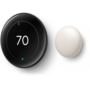 Google Nest 4th Gen Learning Thermostat with 2nd Gen Sensor (Polished Obsidian)