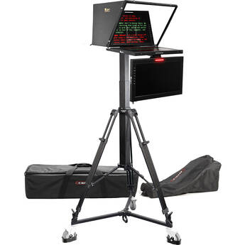 ikan 19" 4:3 PTZ Teleprompter with Motorized Pedestal/Dolly Turnkey & Talent Monitor Kit