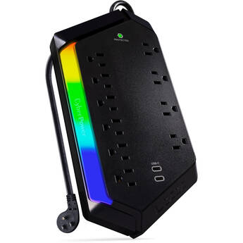 CyberPower RGB Surge Strip With USB-C (10-Outlet, 3000 J)