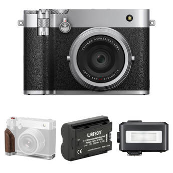 FUJIFILM GFX100RF Digital Camera with Mount Plate and Flash Kit (Silver)