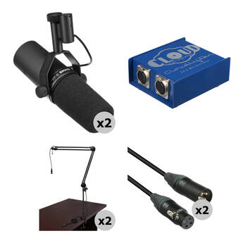 Shure Dual SM-7B Broadcaster Microphones with Cloudlifter CL-2 Kit