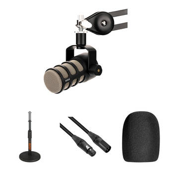 RODE PodMic Microphone with Tabletop Stand & XLR Cable Kit