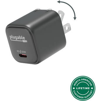 Plugable 30W GaN USB-C Wall Charger (Black)