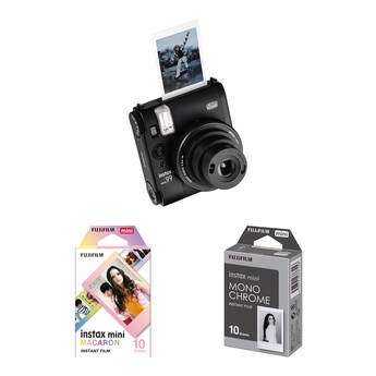 FUJIFILM instax mini 99 Instant Film Camera with Macaron and Monochrome Film Kit (Black)
