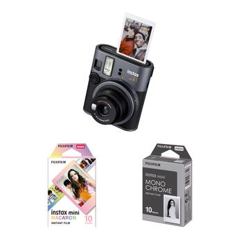 FUJIFILM instax mini 41 Instant Film Camera with Macaron and Monochrome Film (Black)