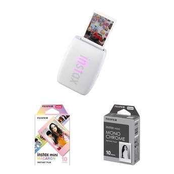 FUJIFILM instax mini Link 3 Smartphone Printer with Color & Monochrome Film (Clay White)