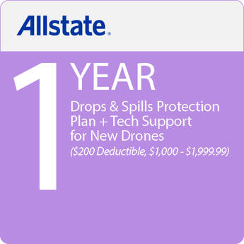 Allstate 1-Year Drops and Spills Protection Plan with Tech Support for New Drones ($200 Deductible, $1000-$1999.99)