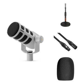 RODE PodMic 1-Person Podcasting Microphone Kit with Desktop Stand and XLR Cable (White)