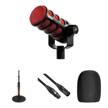 RODE PodMic 1-Person Podcasting Microphone Kit with Desktop Stand and XLR Cable (Red, Special 50th Anniversary Edition)