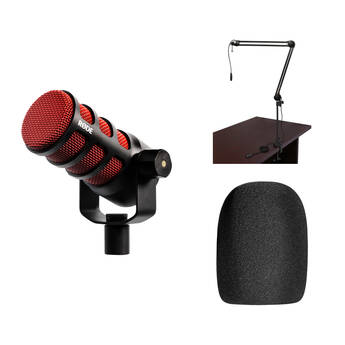 RODE PodMic Dynamic Podcasting Microphone Kit with Cabled Broadcast Arm (Red, Special 50th Anniversary Edition)