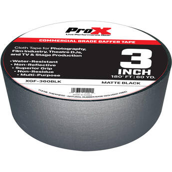 ProX Commercial-Grade Gaffer Tape (3" x 60 yd, Black, 12-Pack)