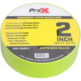 ProX Commercial-Grade Gaffer Tape (2" x 60 yd, Fluorescent Yellow, 12-Pack)