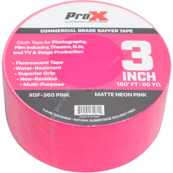 ProX Commercial-Grade Gaffer Tape (3" x 60 yd, Fluorescent Pink, 12-Pack)