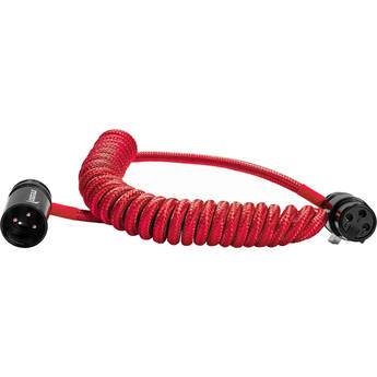 Kondor Blue Coiled Low-Profile Right-Angle XLR Cable (12-24", Red)