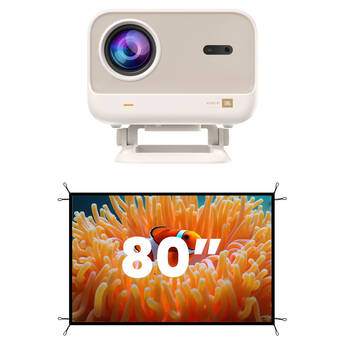 Yaber L2 Plus 700-Lumen Full HD Smart Home Theater Projector & 80" Foldable Projector Screen
