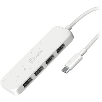 j5create Eco-Friendly USB-C to 4-Port USB-A 3.2 Gen 2 Hub (White)