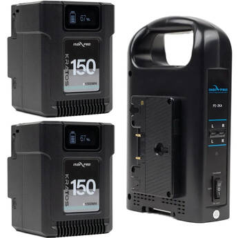 IndiPRO Tools Kratos 2 x Gold Mount Batteries and Dual Charger Kit (150Wh)