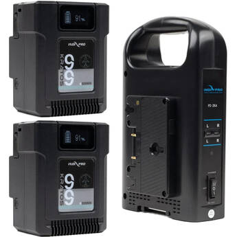 IndiPRO Tools Kratos 2 x Gold Mount Batteries and Dual Charger Kit (99Wh)