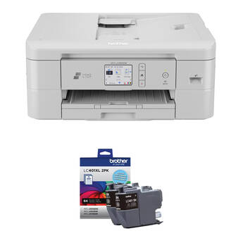 Brother MFC-J1800DW Print & Cut All-in-One Color Inkjet Printer with LC401XL2PKS High-Yield Black Ink Cartridges Kit