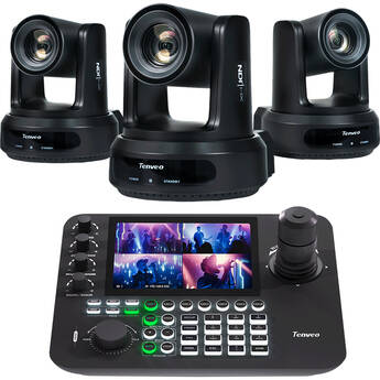Tenveo All-in-One 1080p SDI/HDMI/IP/NDI PTZ 3-Camera Kit with Joystick Camera Controller