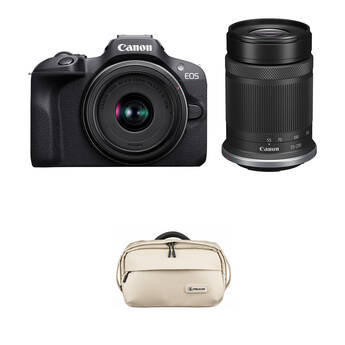 Canon EOS R100 Mirrorless Camera with 18-45mm and 55-210mm Lenses and Basic Bundle
