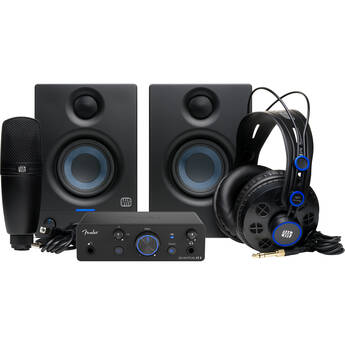 Fender Quantum LT 2 2x2 USB-C Audio Interface Complete Bundle with Microphone, Headphones, and Monitors