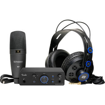 Fender Quantum LT 2 2x2 USB-C Audio Interface Creator Bundle with Large-Diaphragm Condenser Microphone and Headphones