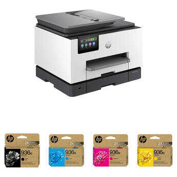 HP OfficeJet Pro 9135e Wireless All-in-One Printer Kit with 936e EvoMore CMY and Black Ink Cartridges