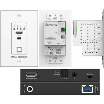 Key Digital Single-Gang 4K HDMI & USB-C over Cat 6/6a Transmitter/Receiver Kit V2 (164')