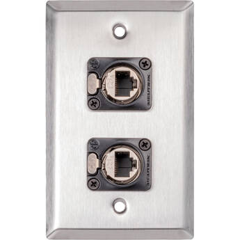 My Custom Shop WPL-1230-B Single-Gang Wall Plate with 2 x Shielded Neutrik etherCON Cat 6a Feedthroughs (Stainless Steel)