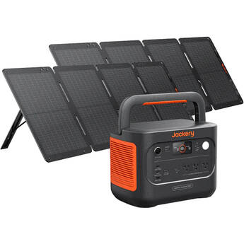 Jackery Explorer 1500 v2 Portable Power Station with Two SolarSaga 100W Air Solar Panels