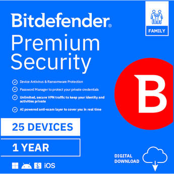 Bitdefender Premium Security Family (Download, 25 Devices, 1-Year)