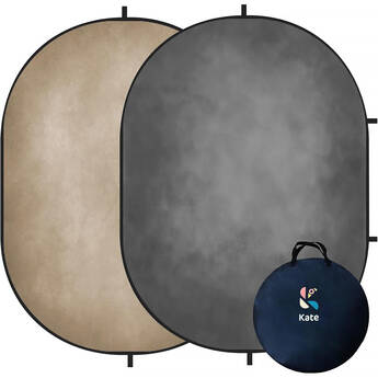 Kate Backdrop Reversible Collapsible Background with Attachment Loops (Mottled Gray/Light Brown, 6.5 x 5')