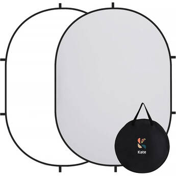 Kate Backdrop Reversible Collapsible Background with Attachment Loops (White/Gray, 6.5 x 5')