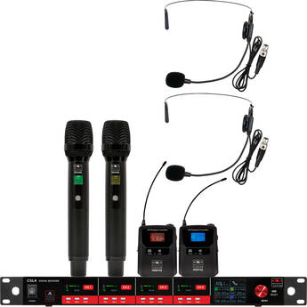 Galaxy Audio CSL4-HHSSM 4-Channel Digital Wireless System with 2 Handheld & 2 Headset Microphones (516 to 558 MHz)