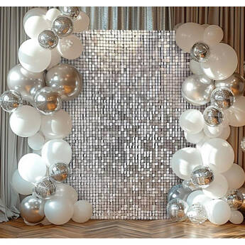 Kate Backdrop Shimmer Wall Backdrop (Silver, 6 x 6')