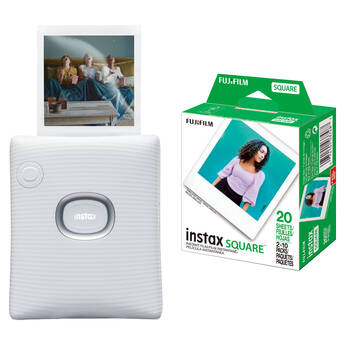 FUJIFILM instax SQUARE Link Smartphone Printer with Film Kit (Ash White)
