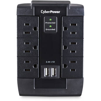 CyberPower P600WSURC1 6-Outlet Home Office Surge Protector (Black, Wall Tap)