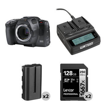Blackmagic Design Pocket Cinema Camera 6K Kit with 2 x Batteries, Dual Charger & 2 x SD Cards