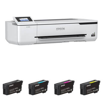 Epson Surecolor T2170 24" Wireless Inkjet Printer with UltraChrome XD2 T40V Black and Color Ink Cartridges Kit
