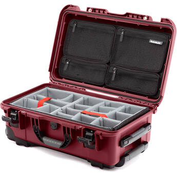 Nanuk 935 Wheeled Hard Case with Padded Dividers and Mesh Lid Organizer (Burgundy, 28.5L)