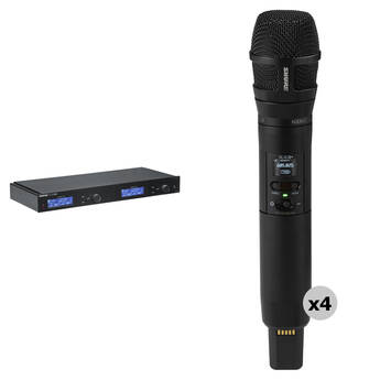 Shure SLXD4QDAN+ Quad-Channel Digital Wireless Receiver Kit with Dante & Four SLXD2+/Nexadyne 8/C Transmitters (G57: 460 to 608 MHz)