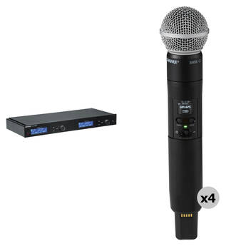 Shure SLXD4Q+ Quad-Channel Digital Wireless Receiver Kit with Four SLXD2+/SM58 Transmitters (G57: 460 to 608 MHz)