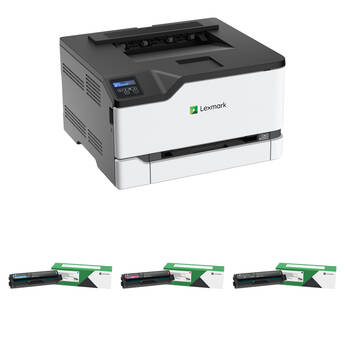 Lexmark CS331dw Color Laser Printer with Cyan, Magenta, and Black Toner Cartridges Kit