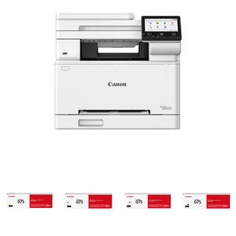 Canon MF665Cdw Multifunction Wireless Color Laser Printer with Four 075 Standard-Capacity Toner Cartridges Kit