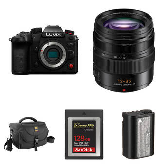Panasonic LUMIX GH7 Mirrorless Camera with 12-35mm f/2.8 Lens and Essentials+ Kit (Black)