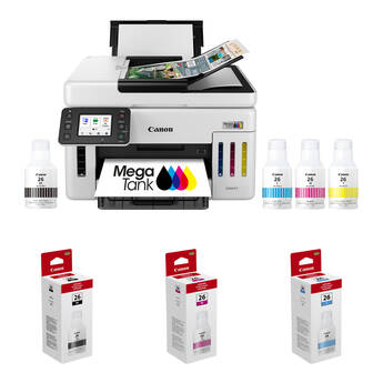 Canon MAXIFY GX6120 Wireless MegaTank All-in-One Color Printer and Three GI-26 Ink Bottles Kit