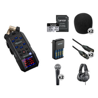 Zoom H6essential 6-Track 32-Bit Float Portable Audio Recorder with 2-Person Podcasting Kit