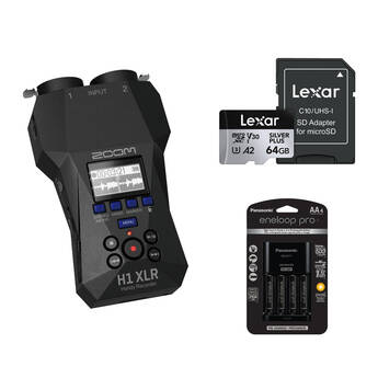 Zoom H1 XLR Portable Audio Recorder for Video with Essentials Kit