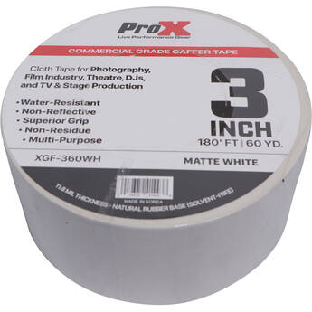 ProX Commercial-Grade Gaffer Tape (3" x 60 yd, White)